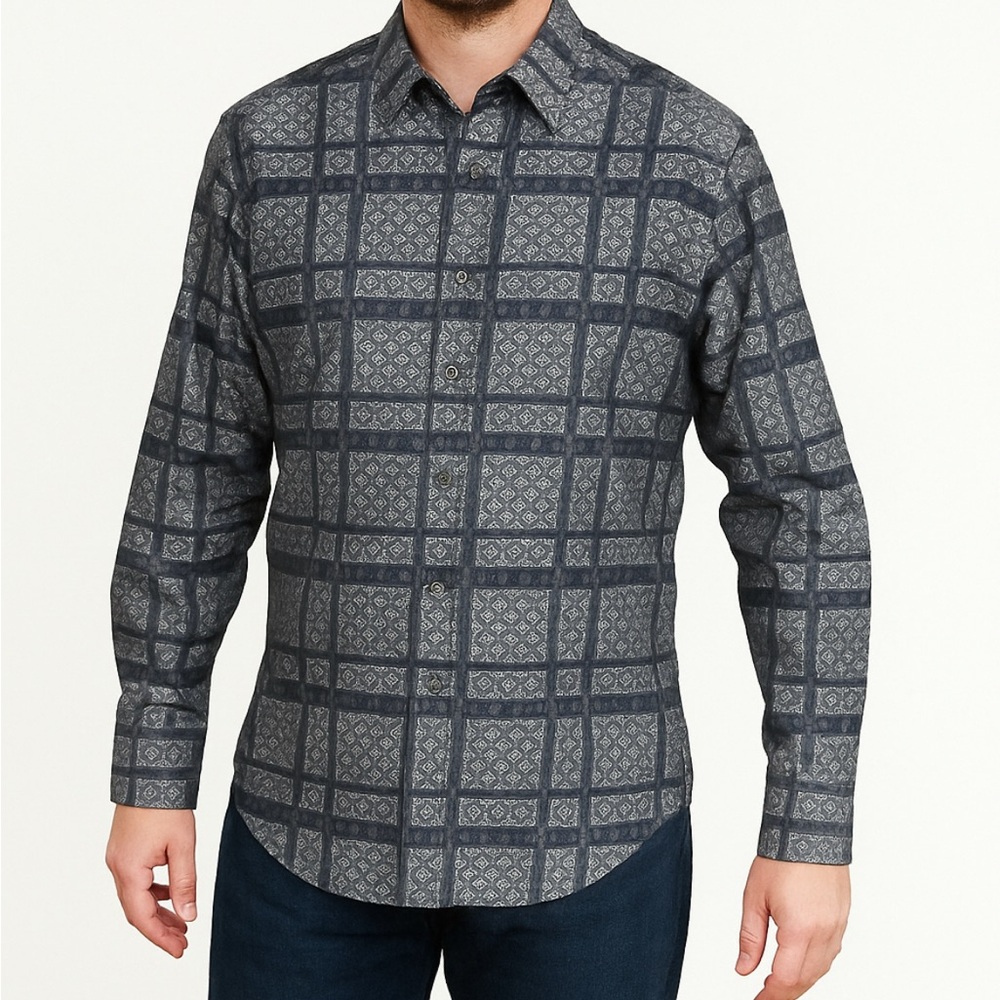Robert Graham Men's Dormer Jaquard Print Long Sleeve Shirt-Multi Size Medium